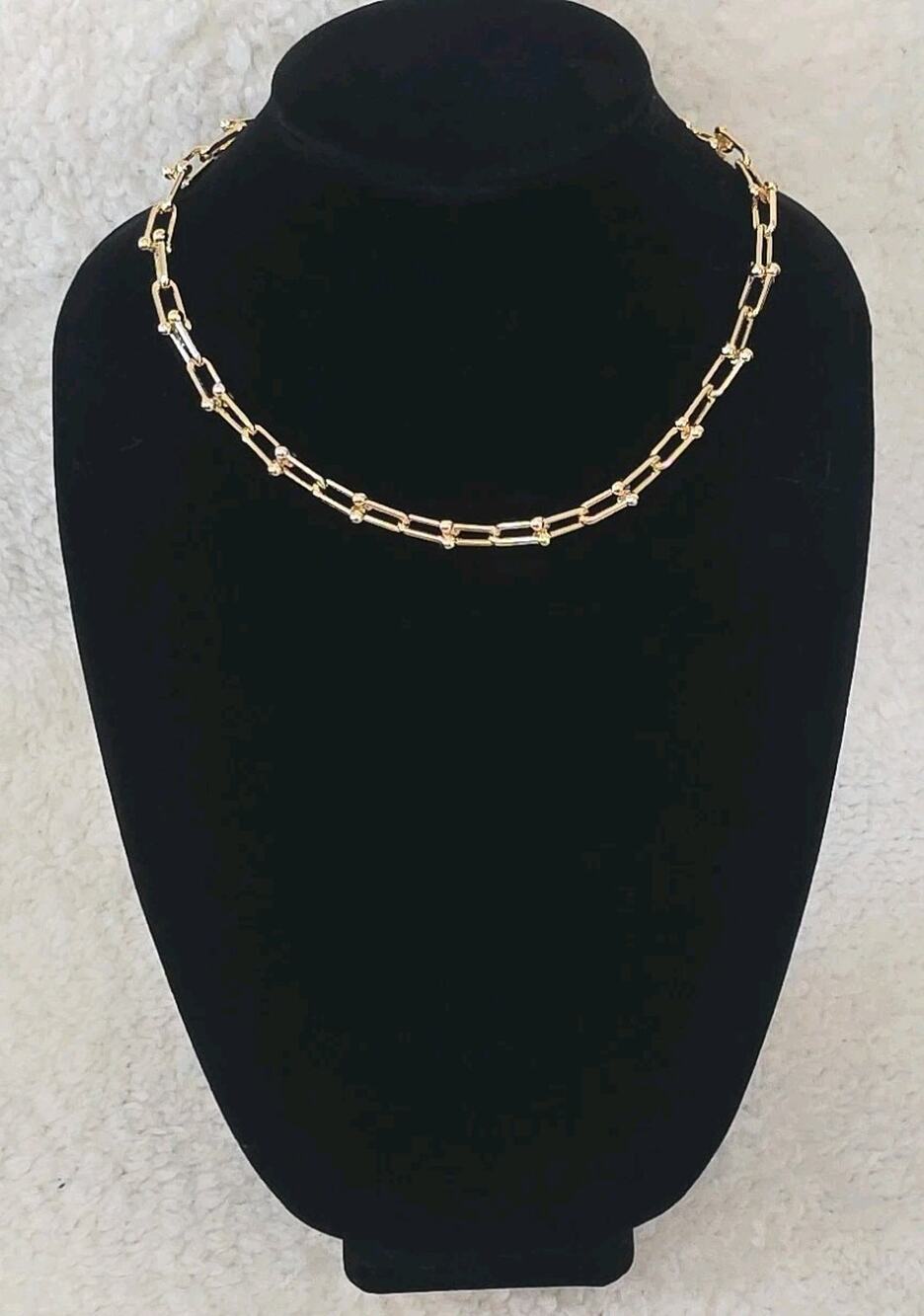 Hardwear U-shaped Horseshoe Link Chain Necklace Gold Dipped Classic 18" NWT